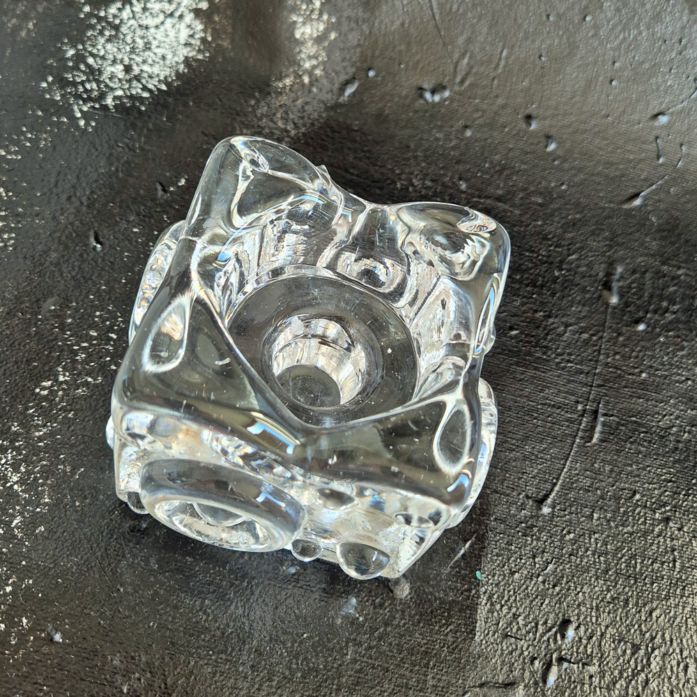 vintage LJUSLYKTA i glas, Josef Schott Smålandshyttan, h 6 cm - 3