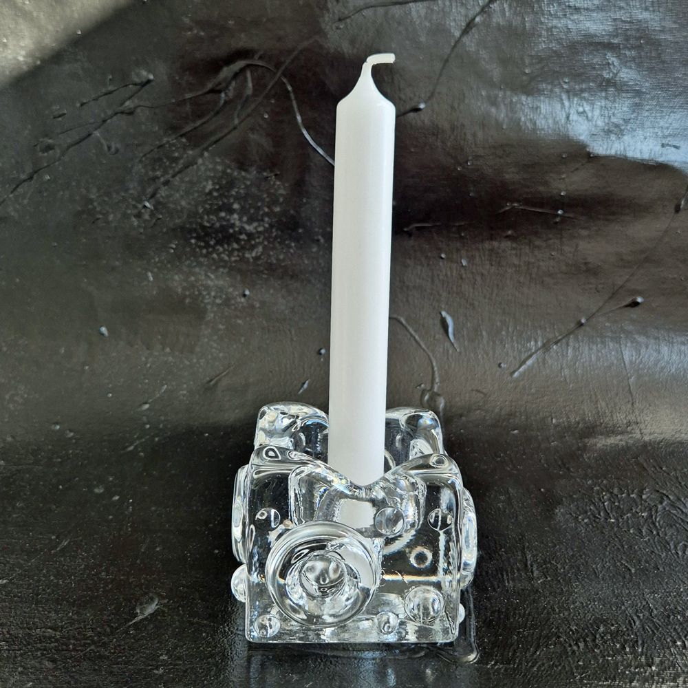 vintage LJUSLYKTA i glas, Josef Schott Smålandshyttan, h 6 cm - 4