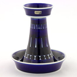 Ulla Procopé (Valencia 1960) Candleholder with Blue Decor 13 cm (2)