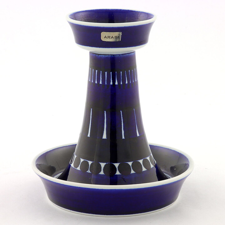 Ulla Procopé (Valencia 1960) Candleholder with Blue Decor 13 cm (2)