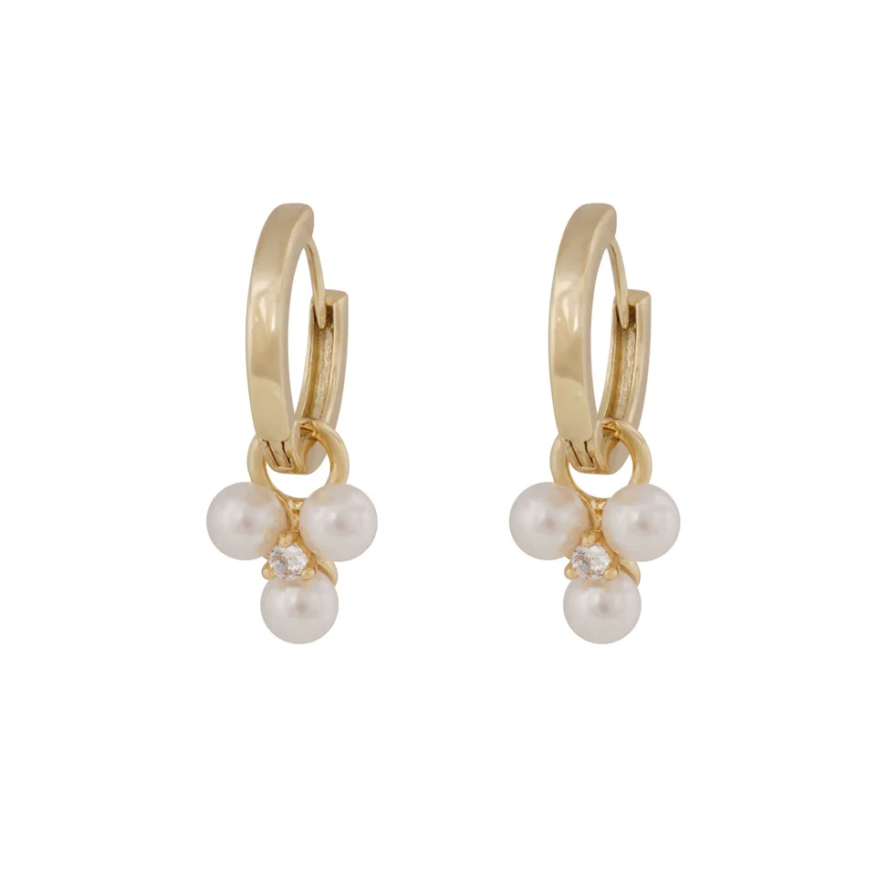 Snö Of Sweden Eira tripple Pearl Ring Ear Gold/White