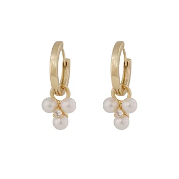 Snö Of Sweden Eira tripple Pearl Ring Ear Gold/White