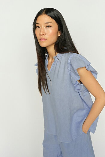 MMTea Linen Blouse Brunnera Blue