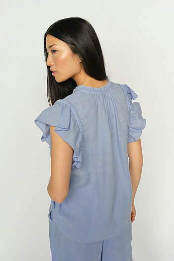 MMTea Linen Blouse Brunnera Blue