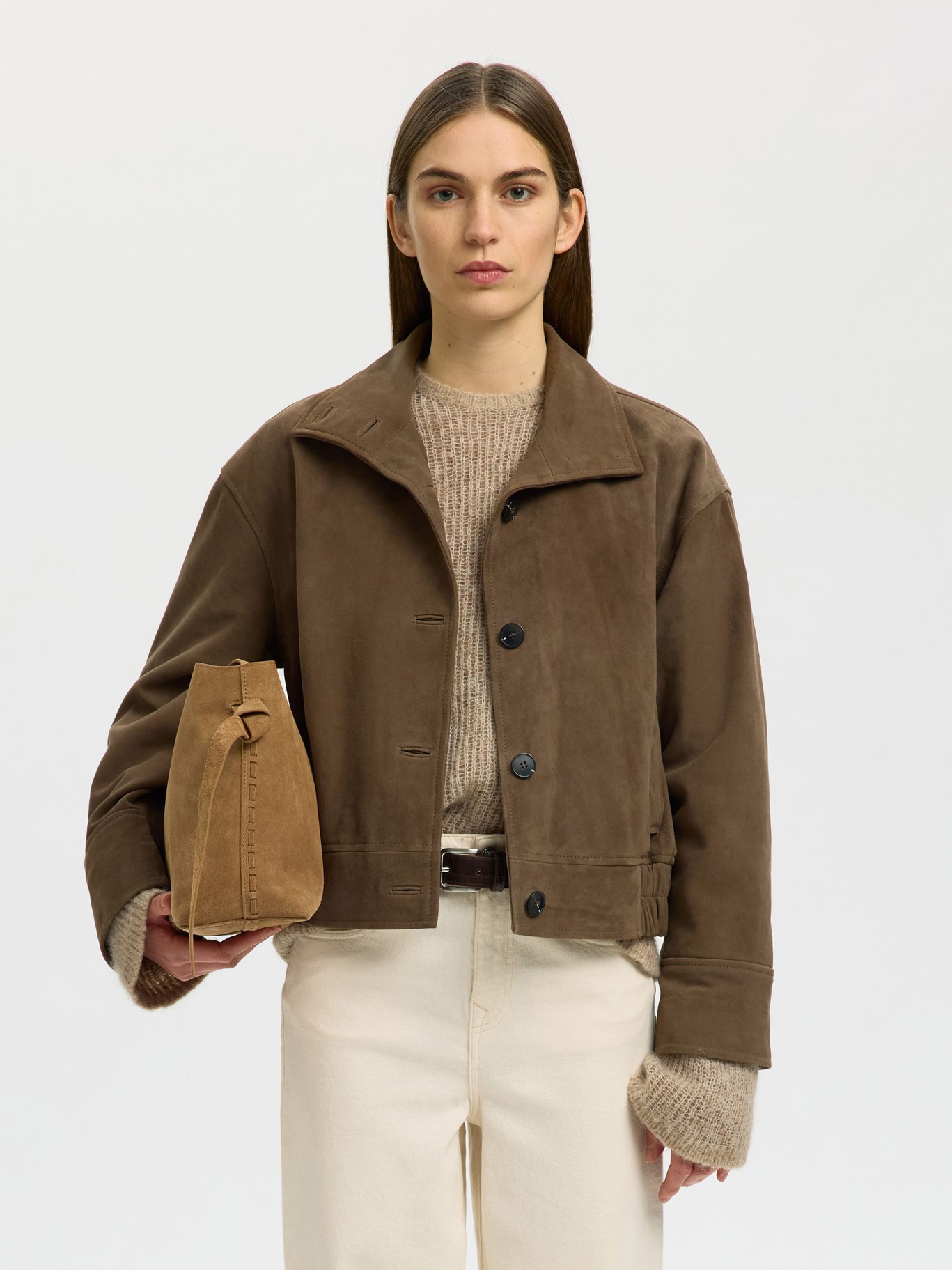 Selected Femme Stella Medium Suede Bag - 2