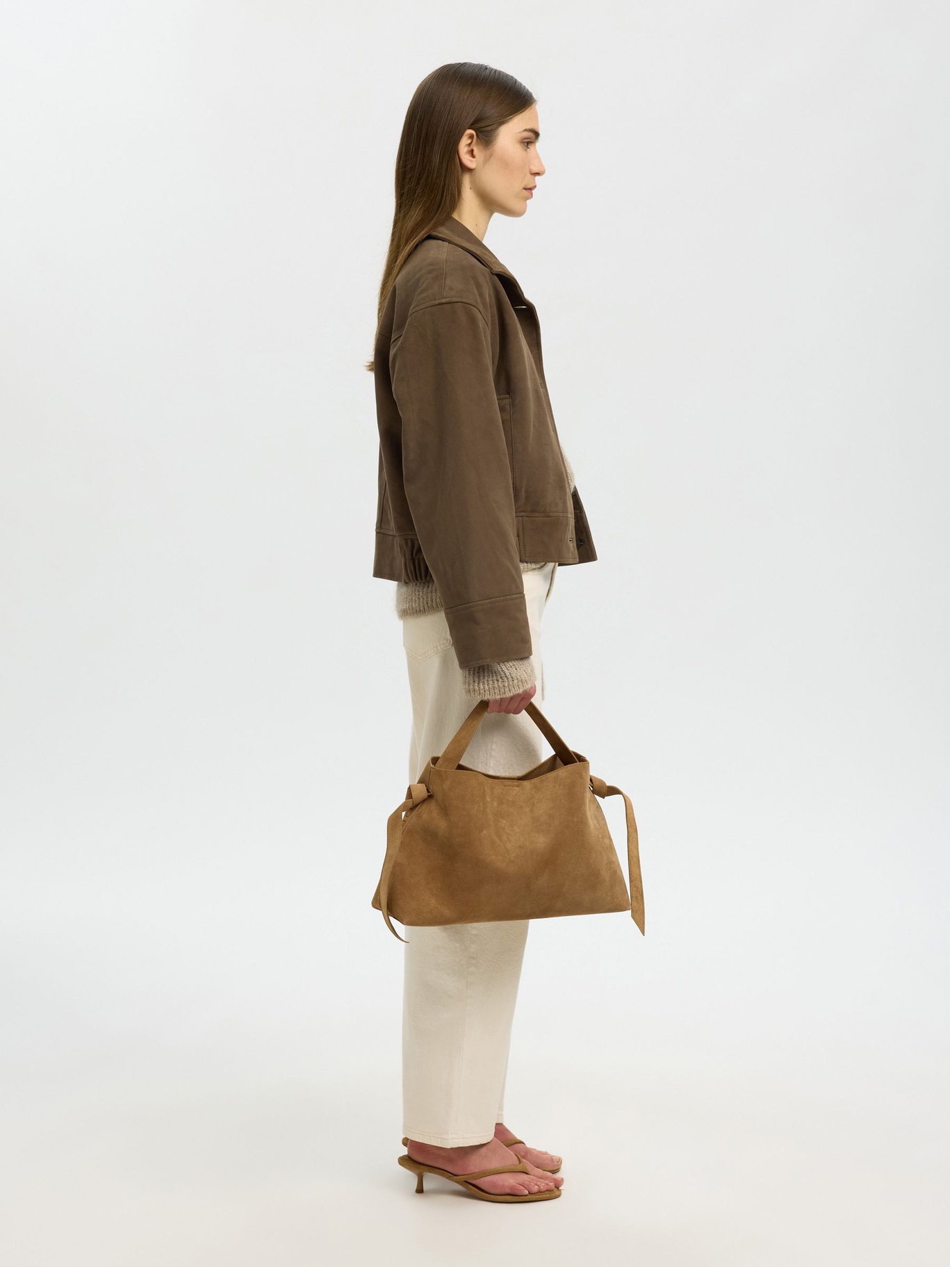 Selected Femme Stella Medium Suede Bag - 3