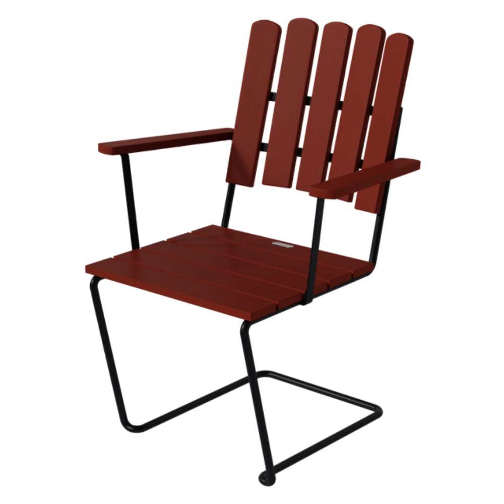 Armchair A2 dark red lacquered oak / black frame - Grythyttans stålmöbler