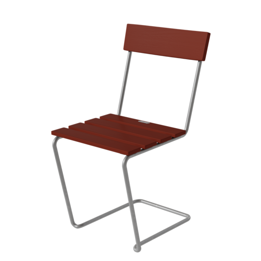 Chair 1 dark red lacquered oak / zink frame - Grythyttans stålmöbler