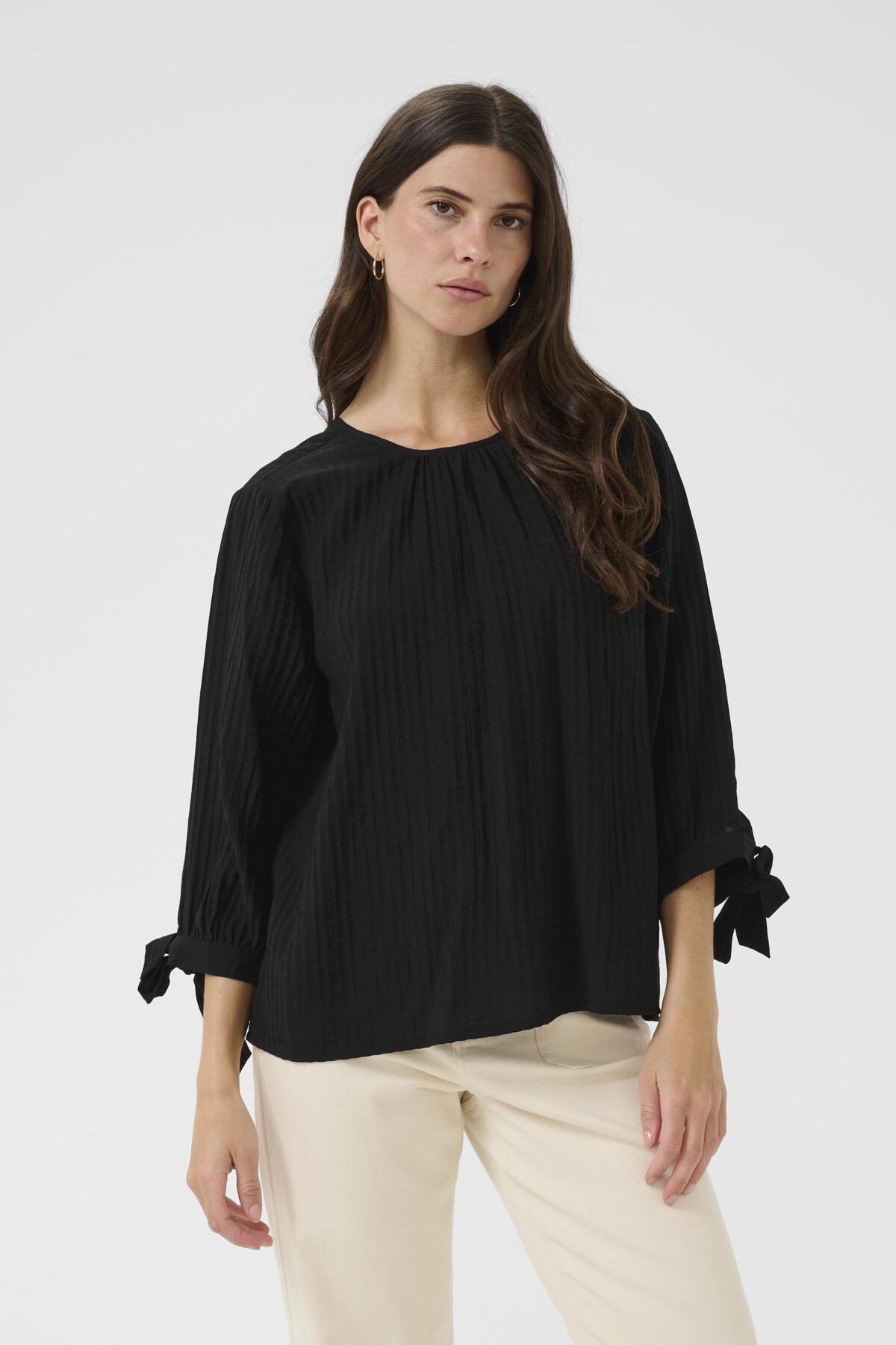 SOPHIE BLOUSE - SVART - CREAM - 3