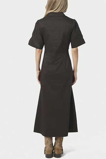 Neo Noir -  Baia Poplin Dress Chocolate Brown