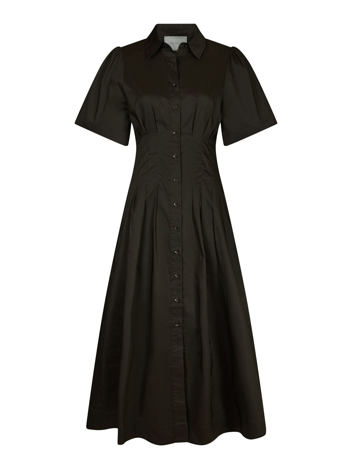 Neo Noir -  Baia Poplin Dress Chocolate Brown - 4
