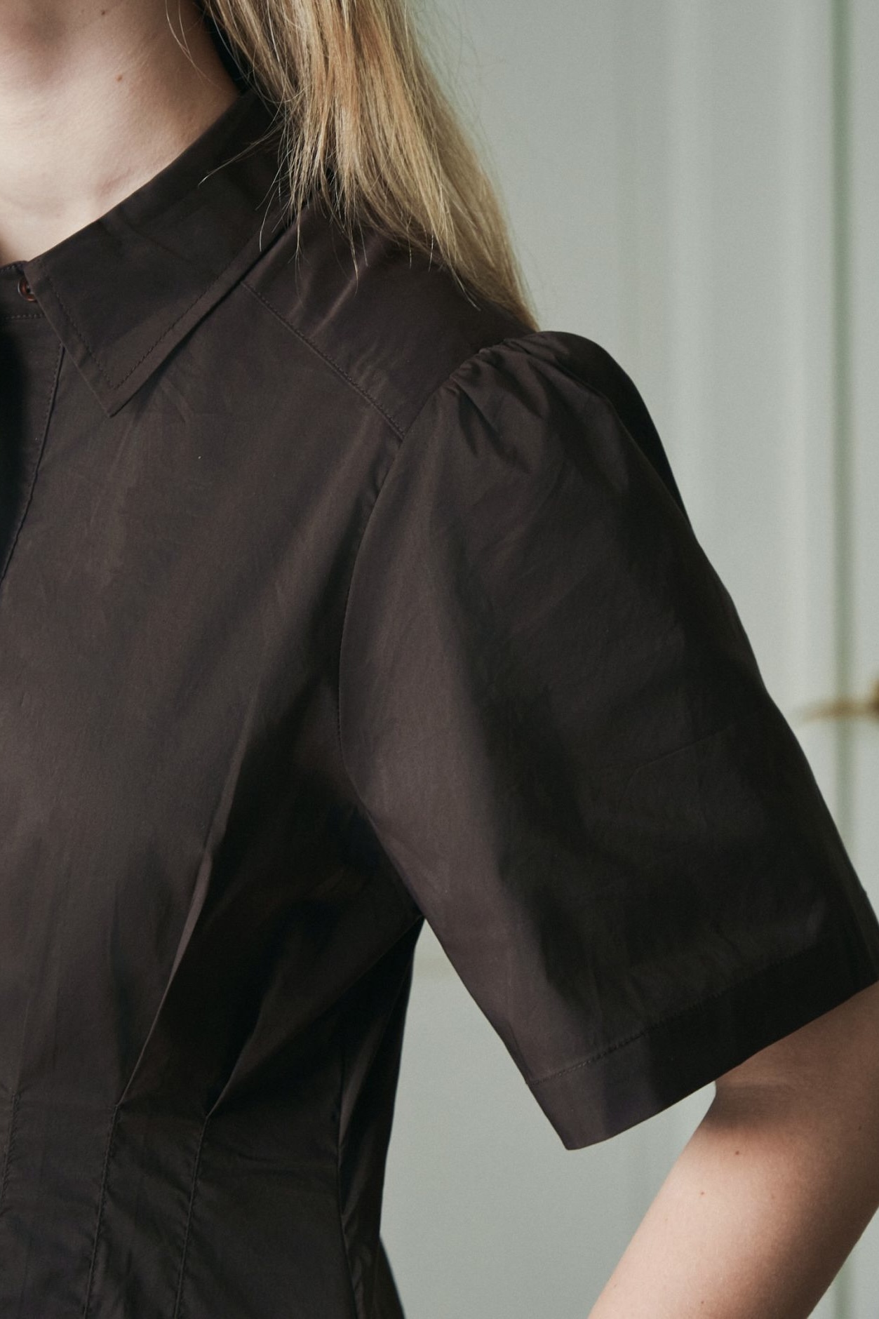 Neo Noir -  Baia Poplin Dress Chocolate Brown - 8