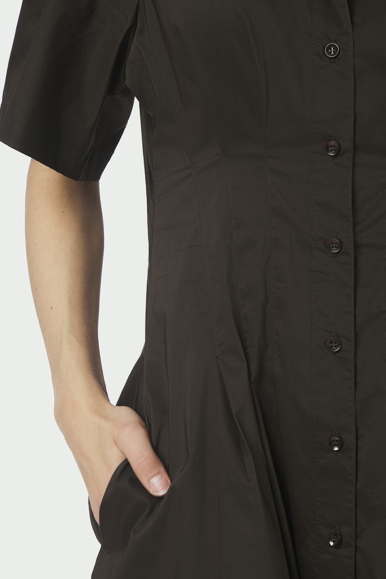 Neo Noir -  Baia Poplin Dress Chocolate Brown - 3