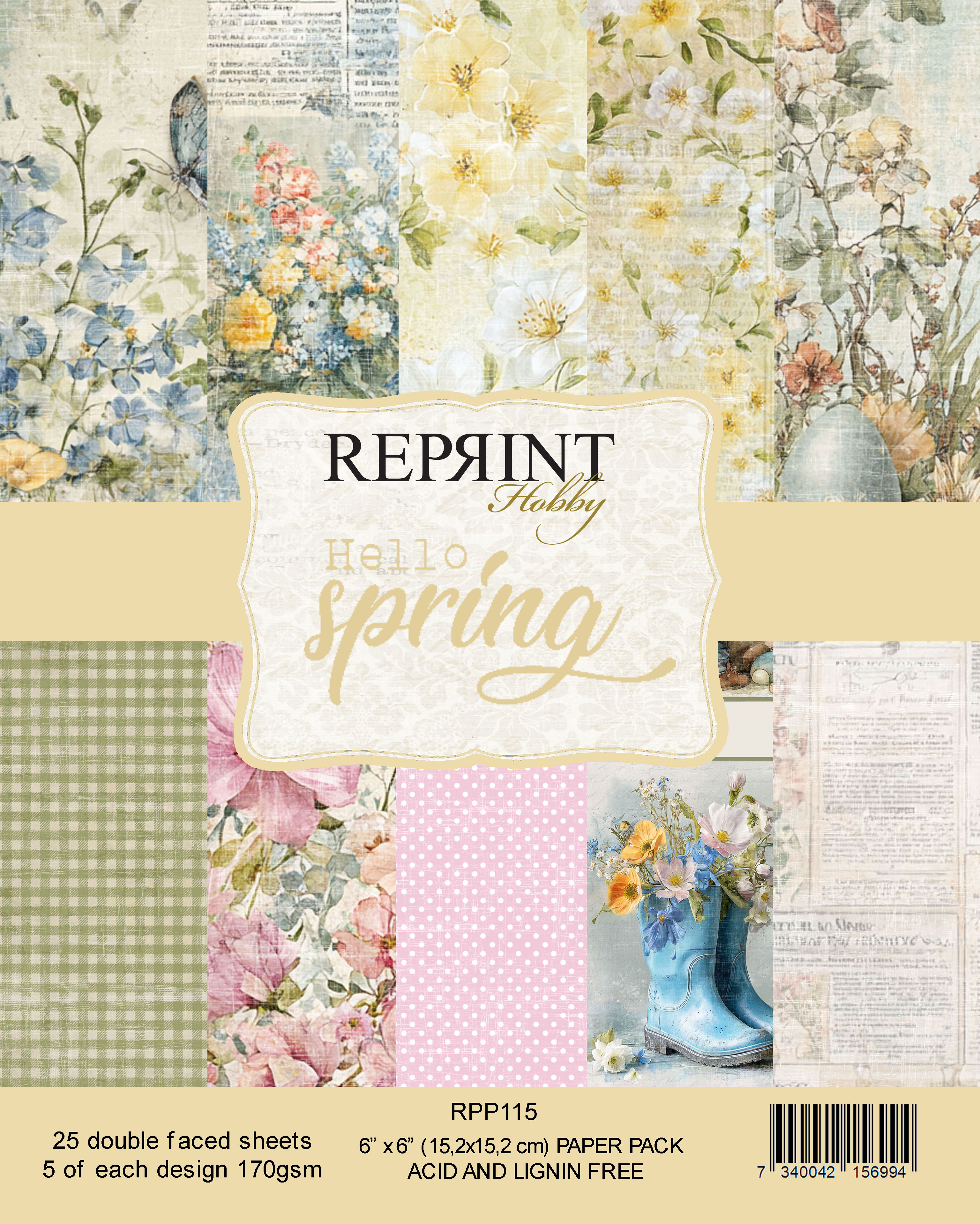 Pappersark set - Hello spring 6x6