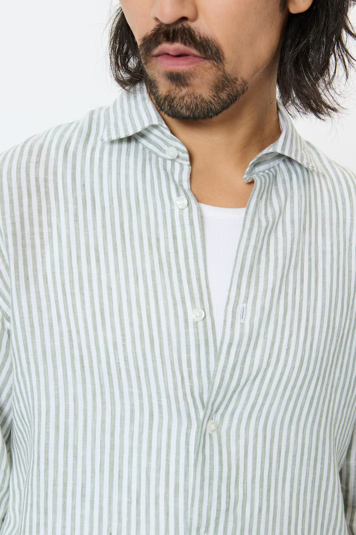 Matinique - Marc Linen Stripe Shirt - Sea Spray - 3
