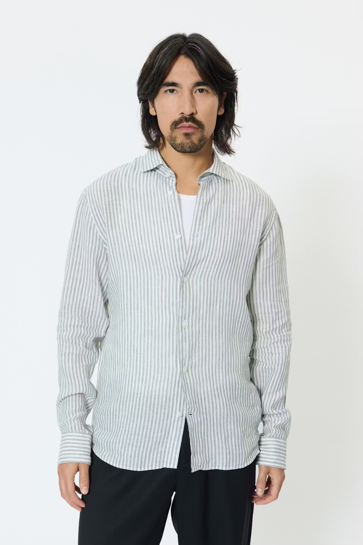 Matinique - Marc Linen Stripe Shirt - Sea Spray