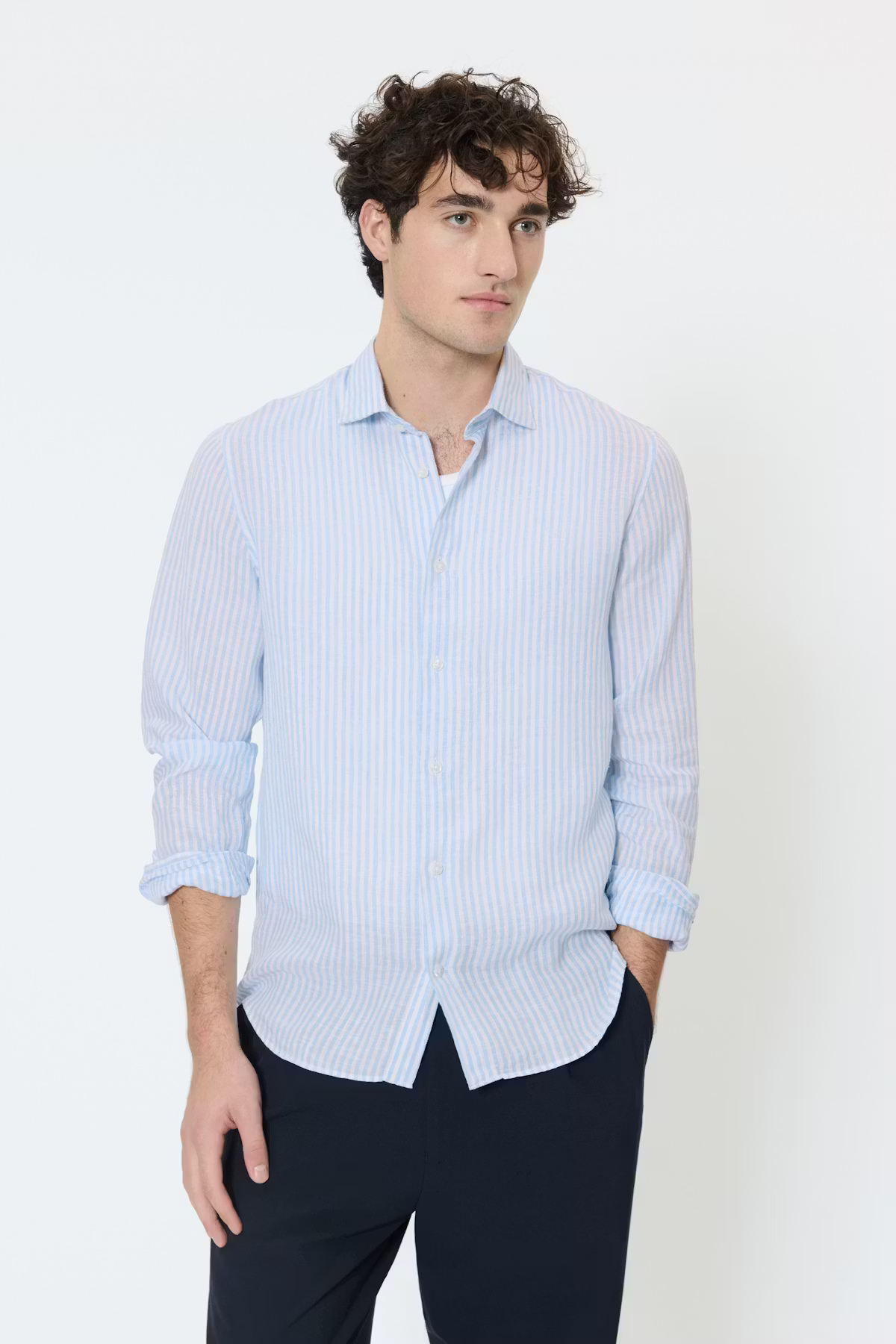 Matinique - Marc Linen Stripe Shirt - Chambray Blue