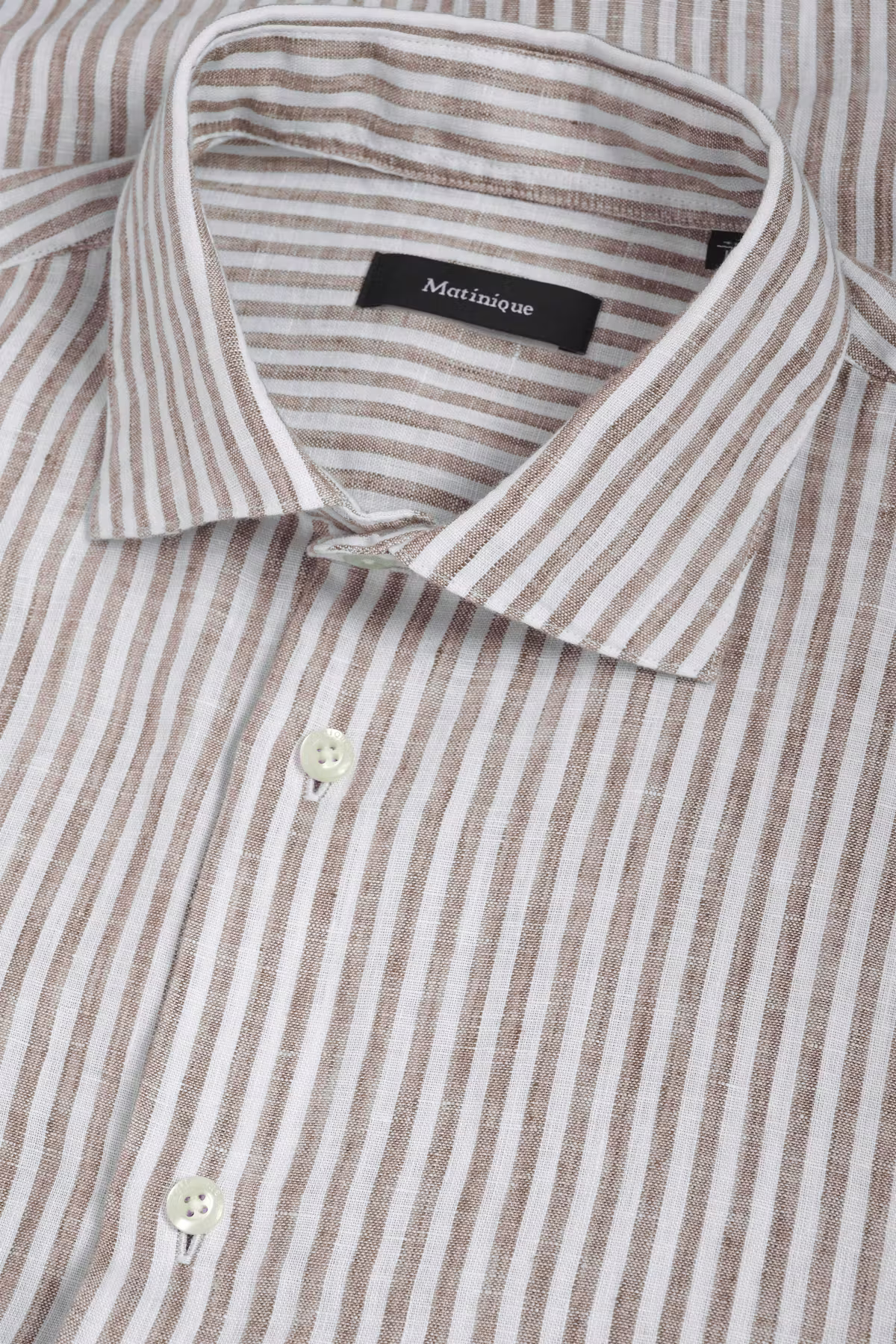Matinique - Marc Linen Stripe Shirt - Chocolate Brown - 5