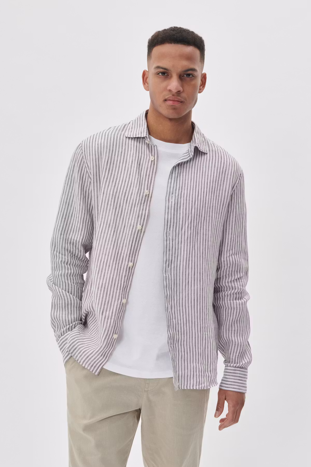 Matinique - Marc Linen Stripe Shirt - Chocolate Brown