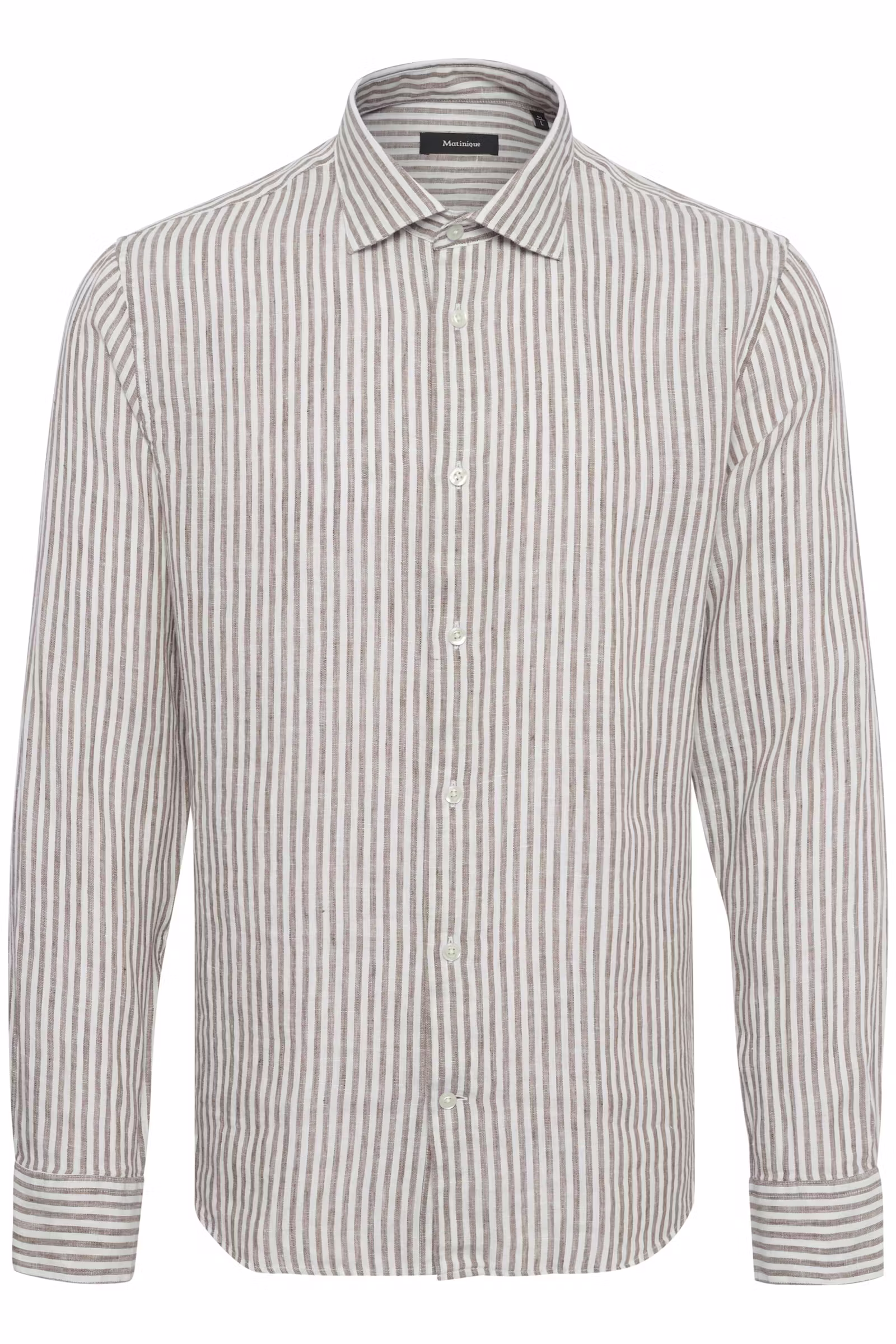 Matinique - Marc Linen Stripe Shirt - Chocolate Brown - 6