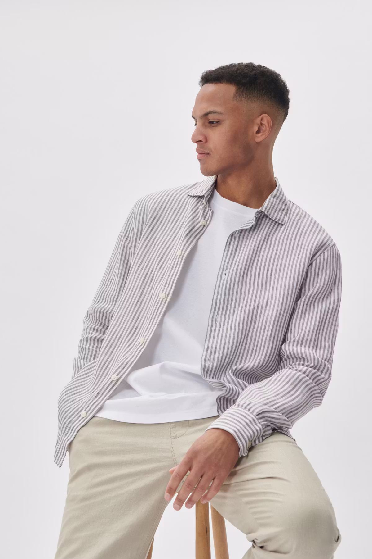 Matinique - Marc Linen Stripe Shirt - Chocolate Brown - 2