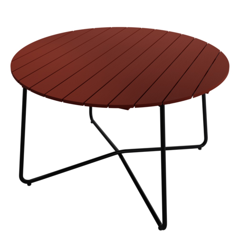 Round table 9A dark red lacquered oak / black frame (several sizes) - Grythyttans stålmöbler - 3