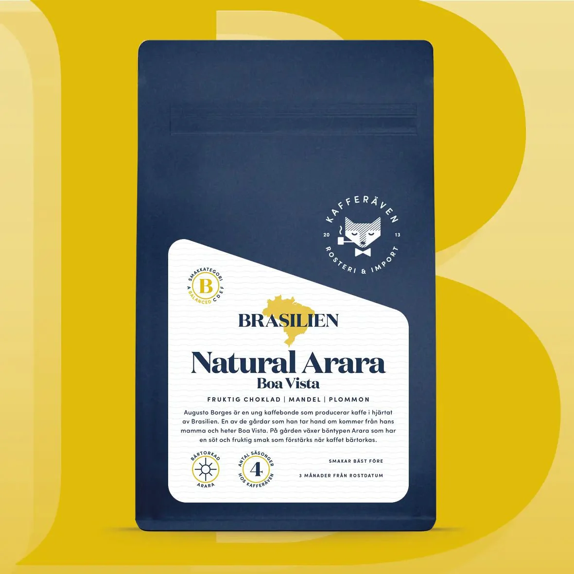 Kafferäven - Natural Arara - Brasilien - Ljusrostade hela kaffebönor - 250g