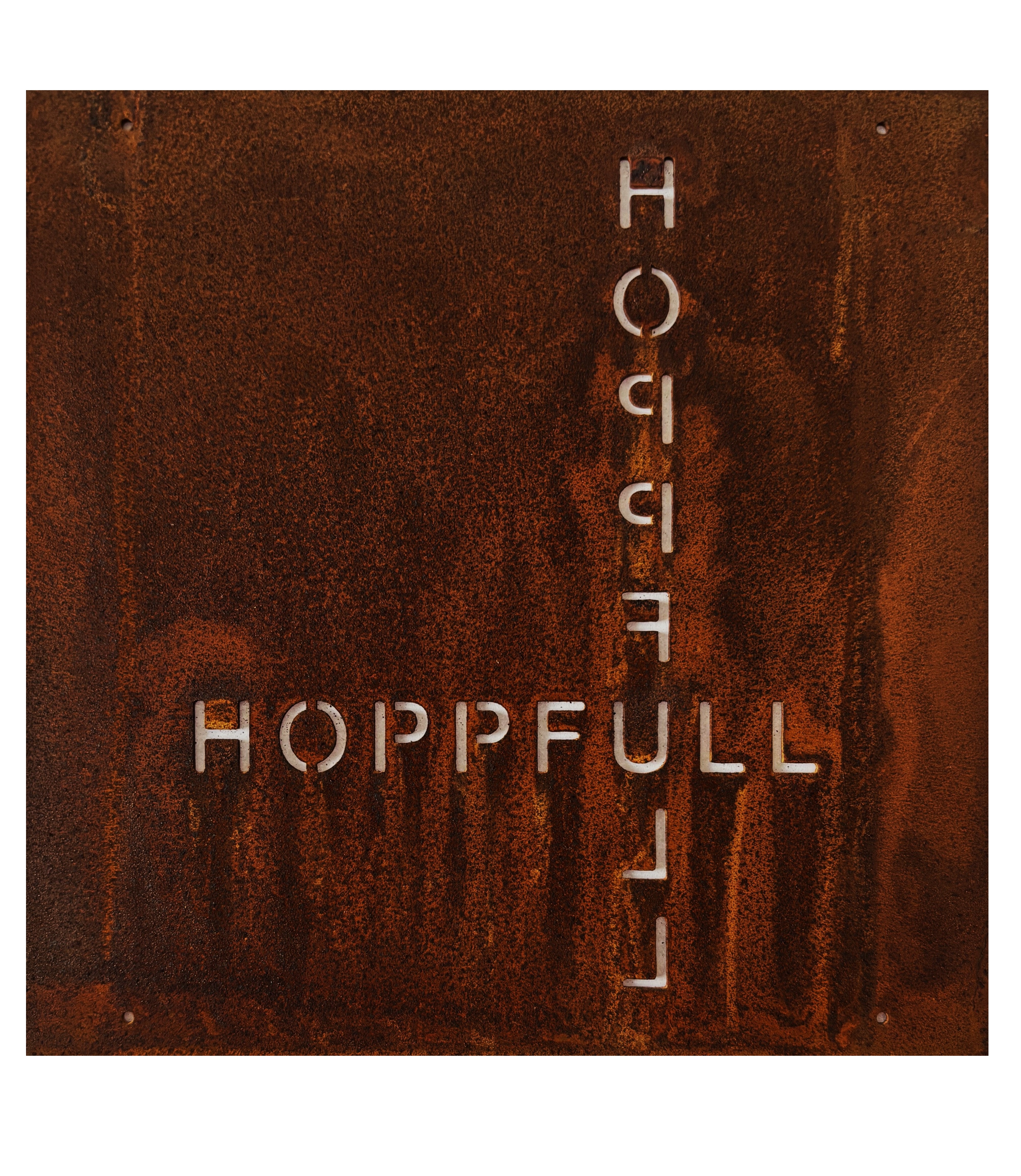 Rostig skylt till armeringsnät HOPPFULL 14 cm