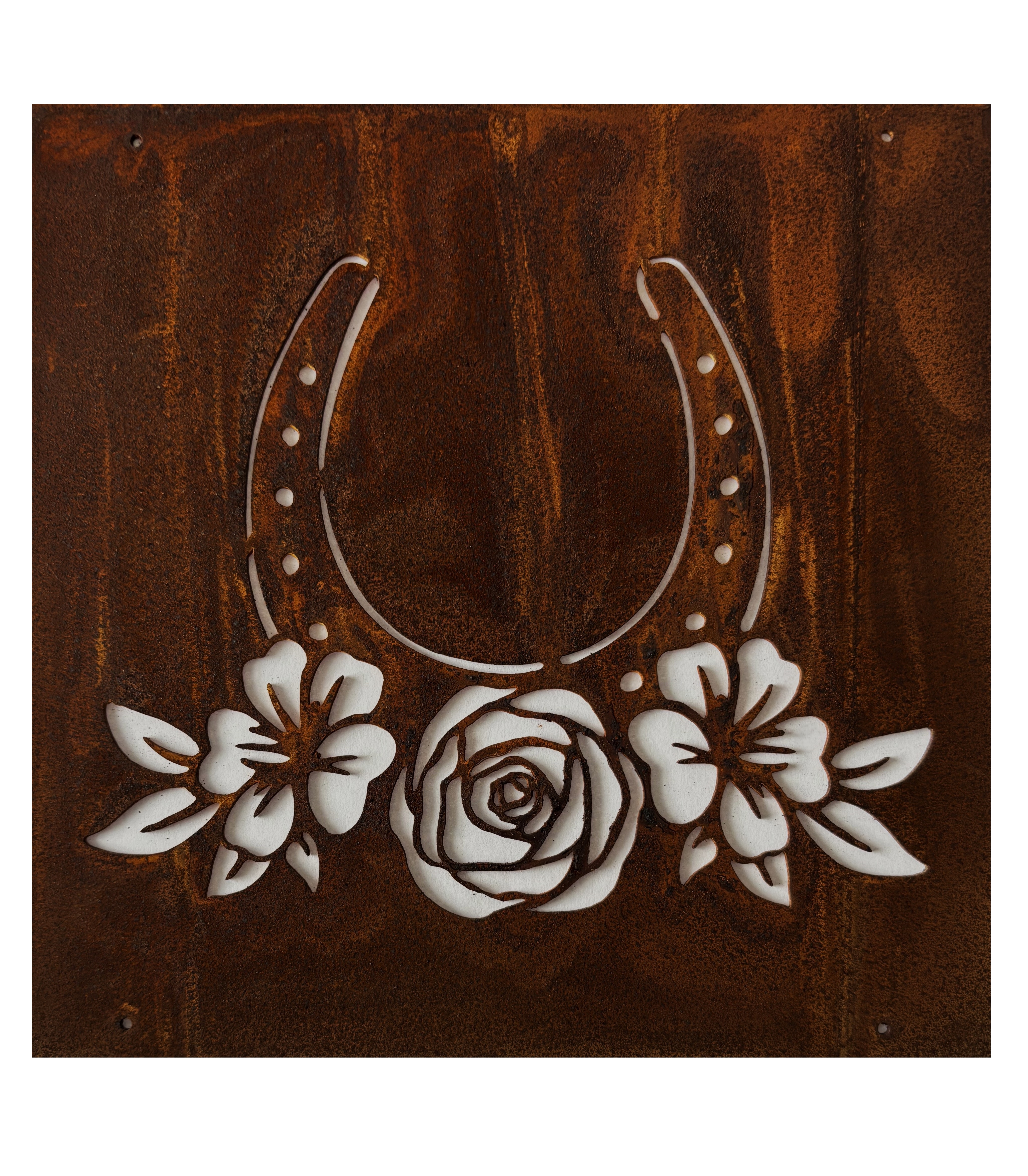 Rostig skylt till armeringsnät HÄSTSKO 14 cm