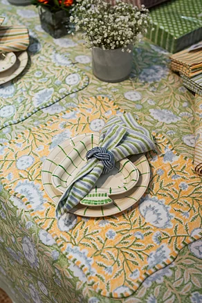 Bordsduk Mathilde - Green/Blue/Beige -170x270