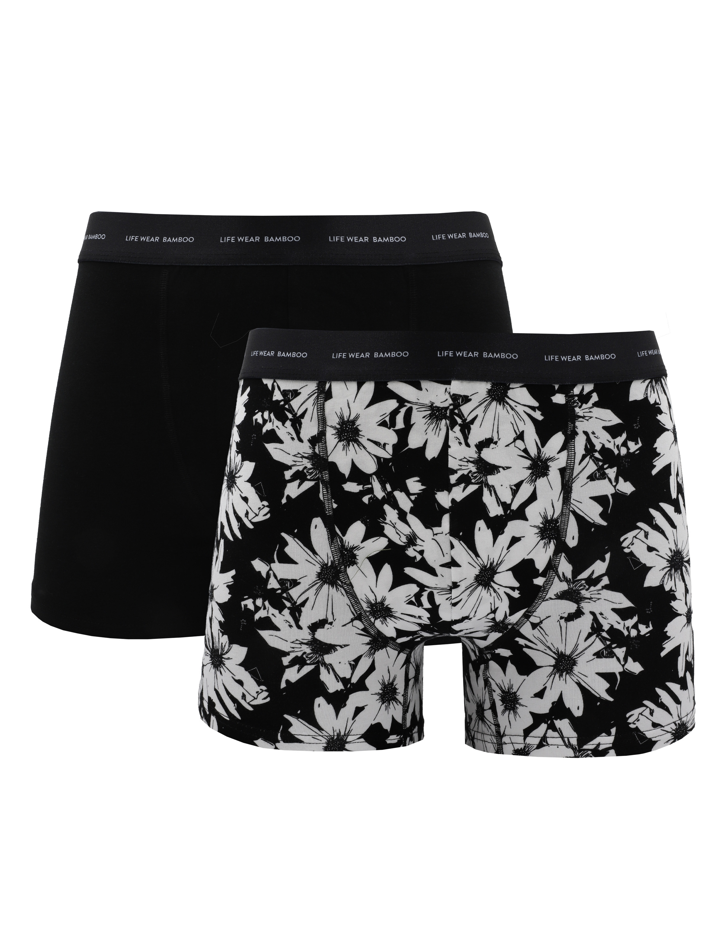 2-pack boxerkalsonger i bambu -vita blommor