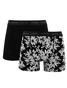 2-pack boxerkalsonger i bambu -vita blommor