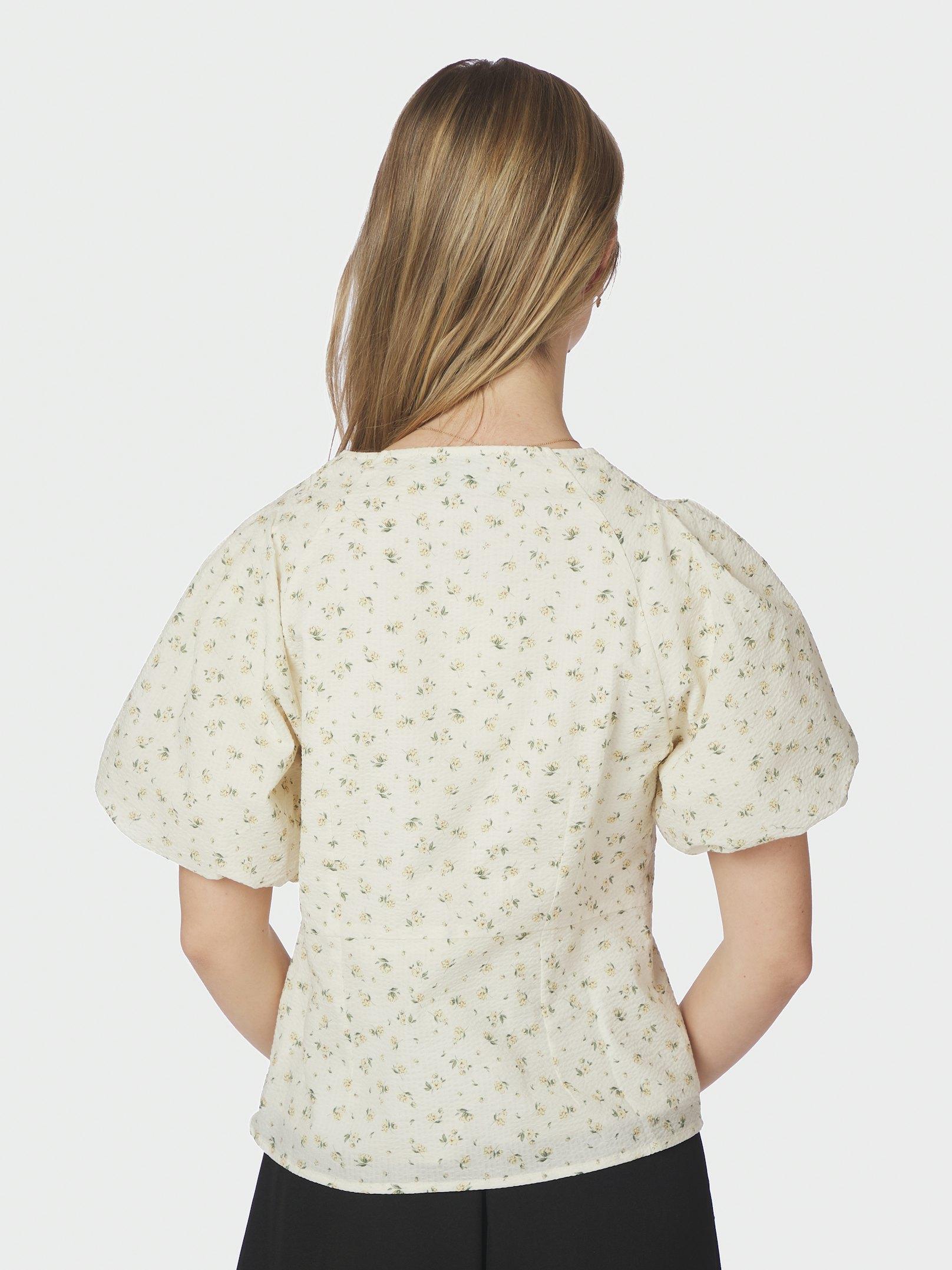 Irina Small Rose Flower Blouse Light Yellow - 4