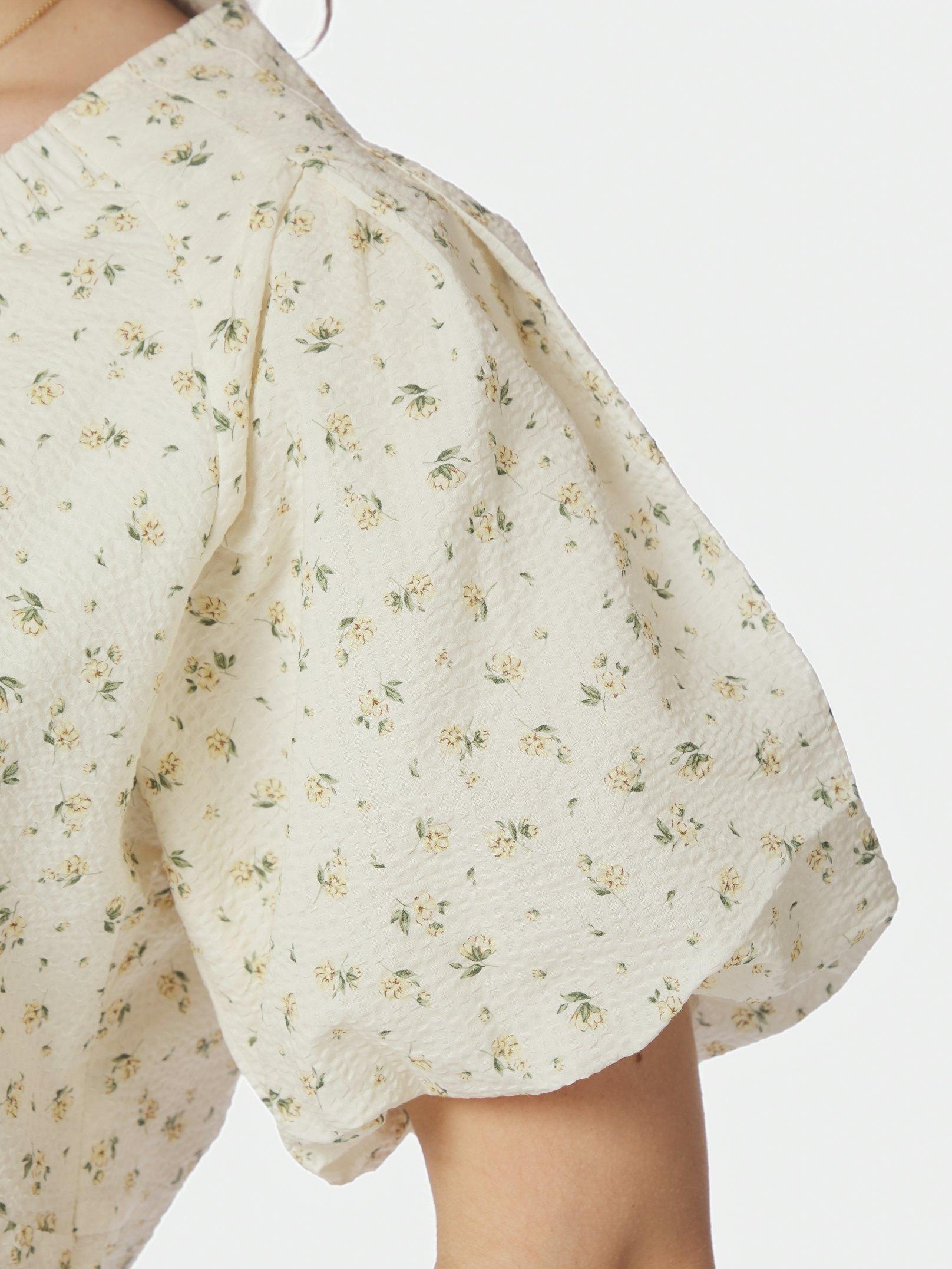 Irina Small Rose Flower Blouse Light Yellow - 6