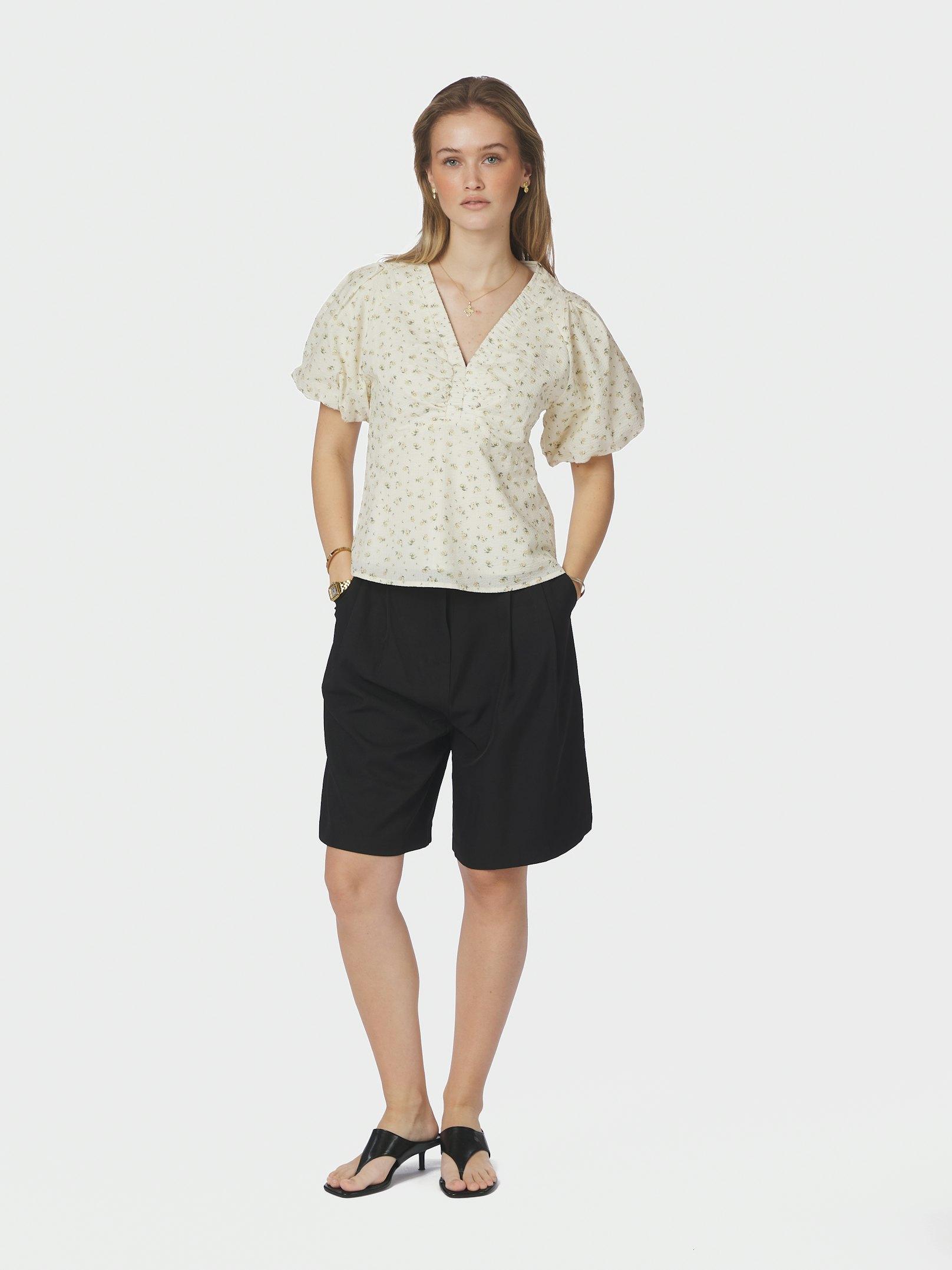 Irina Small Rose Flower Blouse Light Yellow - 5