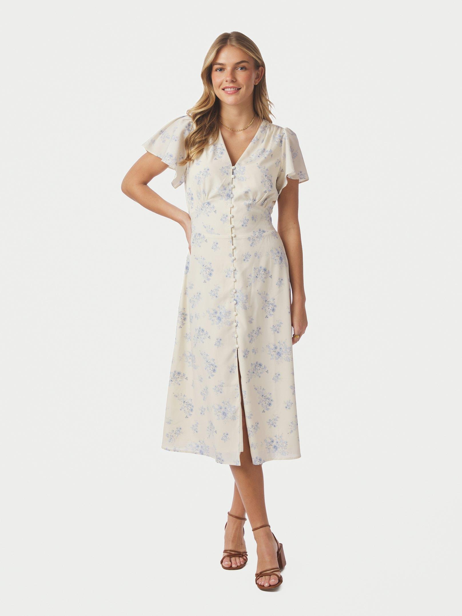 Eleni Delicate Flower Dress Creme - 3