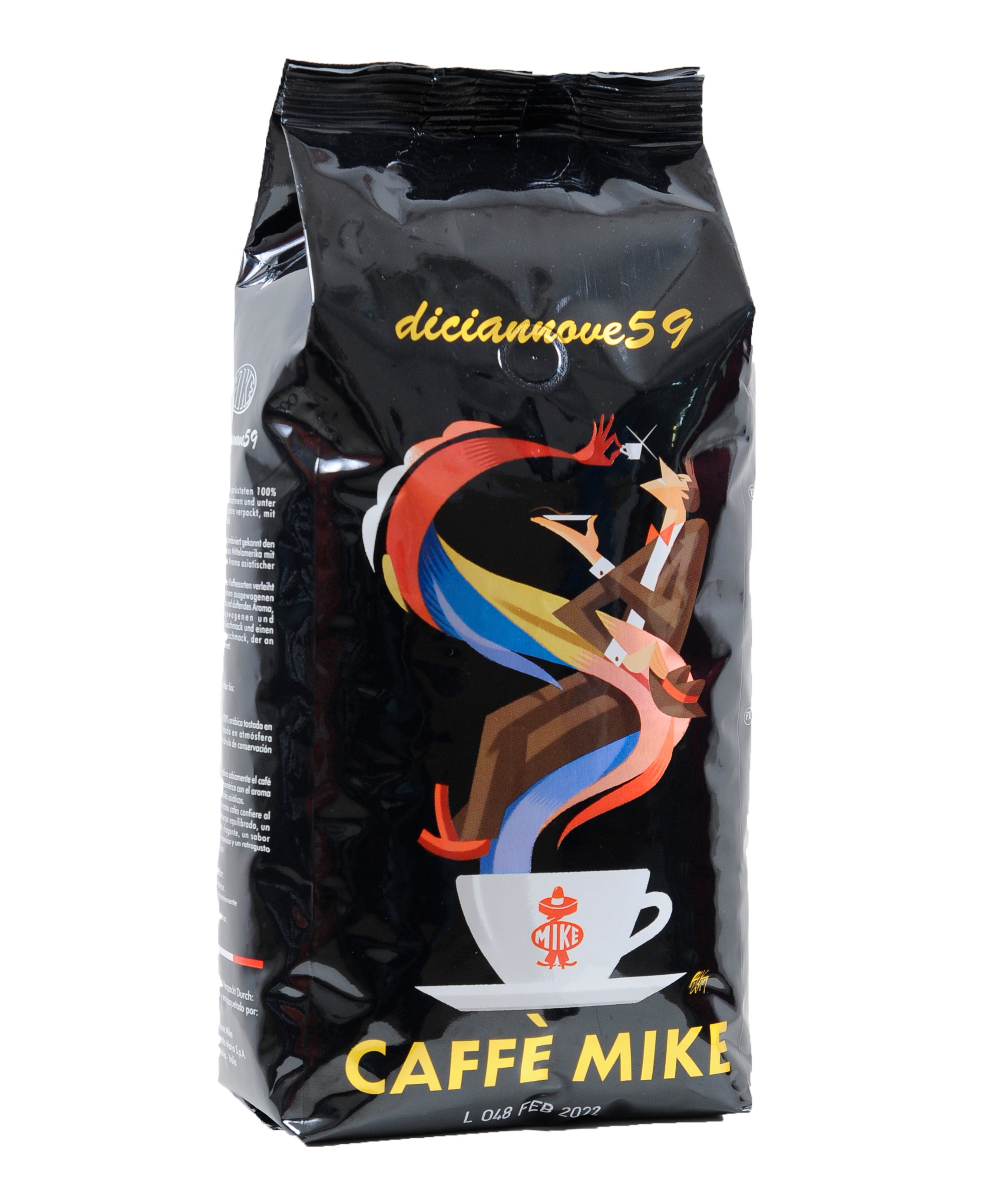 Caffè Mike - Diciannove59 - 100% Arabica - Mörkrostade hela espressobönor - 1000g