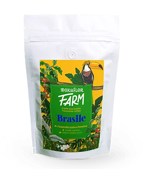 Mokaflor - FARM Brasile - Natural - Acaiá - Mörk/mellanrostade hela kaffebönor - 250g