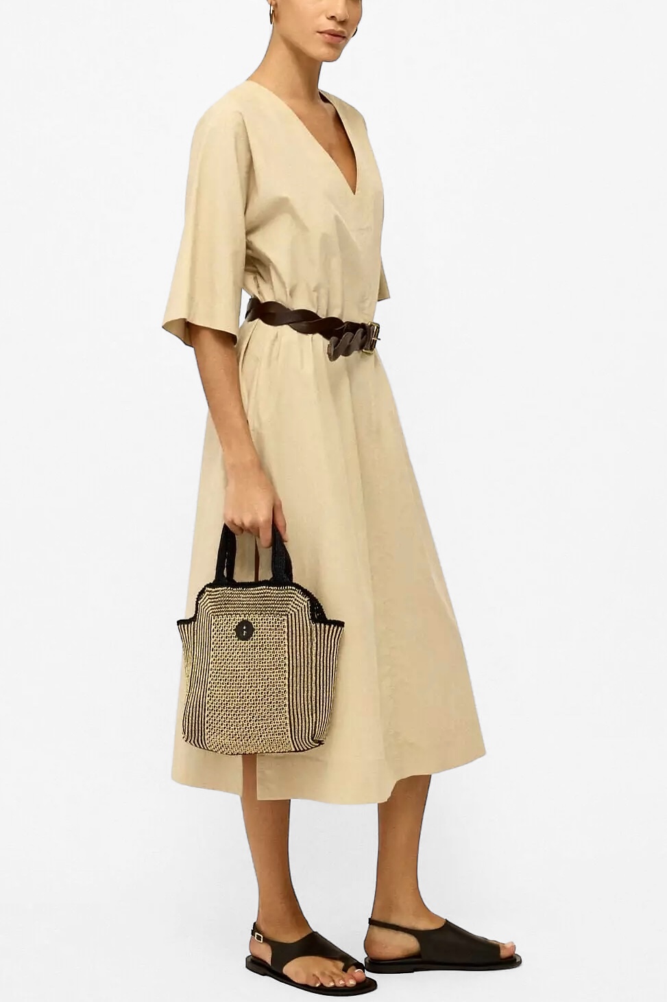 OttodÁme - V-Neck Poplin Dress Camomilla - 3