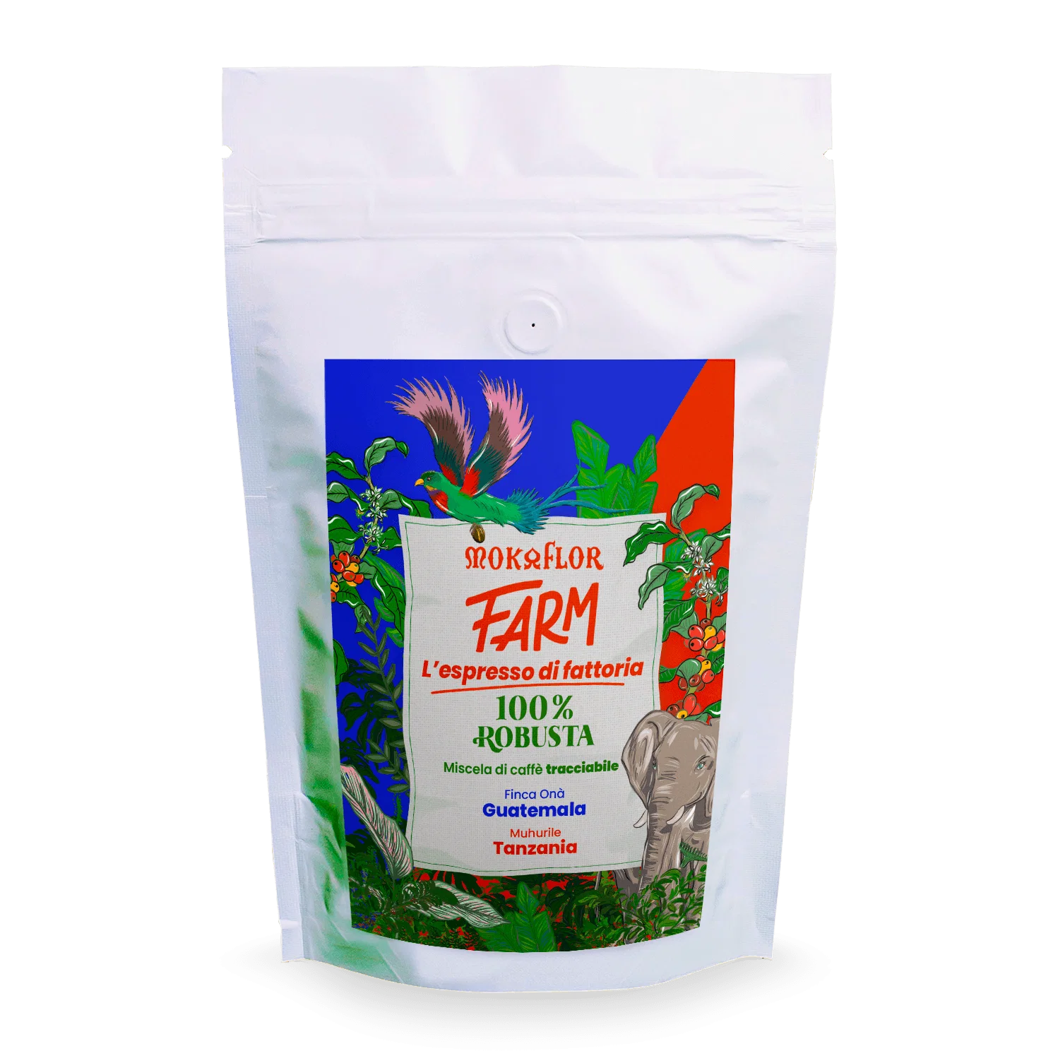 Mokaflor - FARM 100% Robusta - Mörkrostade hela kaffebönor - 250g