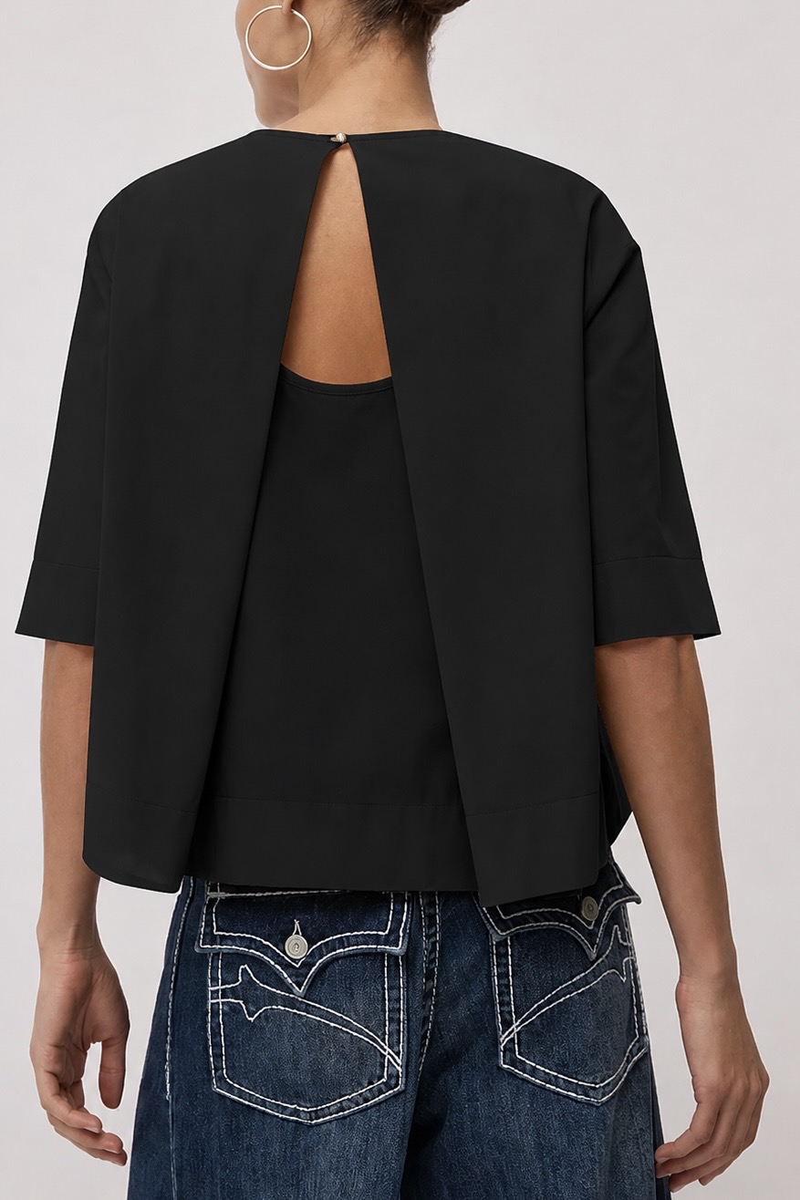 OttodÁme - Poplin Blouse Black - 3