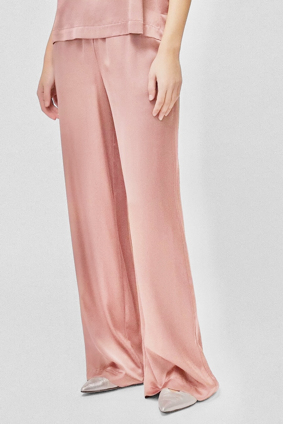 OttodÁme - Palazzo Trousers In Viscose Satin Quarzo - 2
