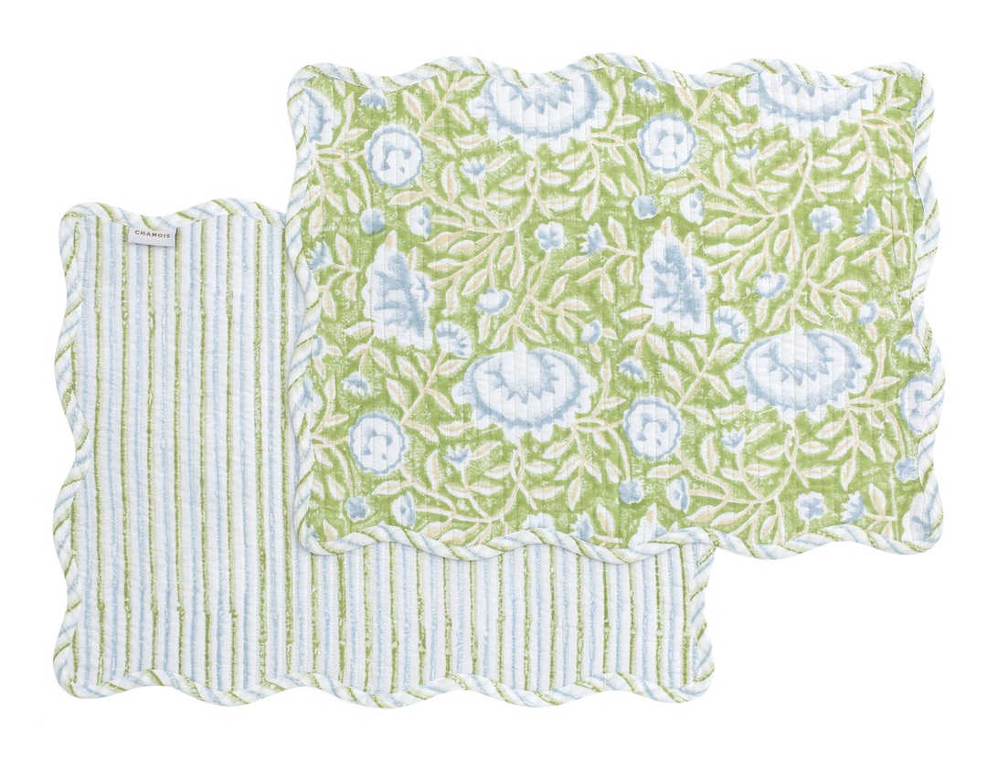 Bordstabletter- Mathilde - Grön/blå/beige- 35x44 cm set of 2