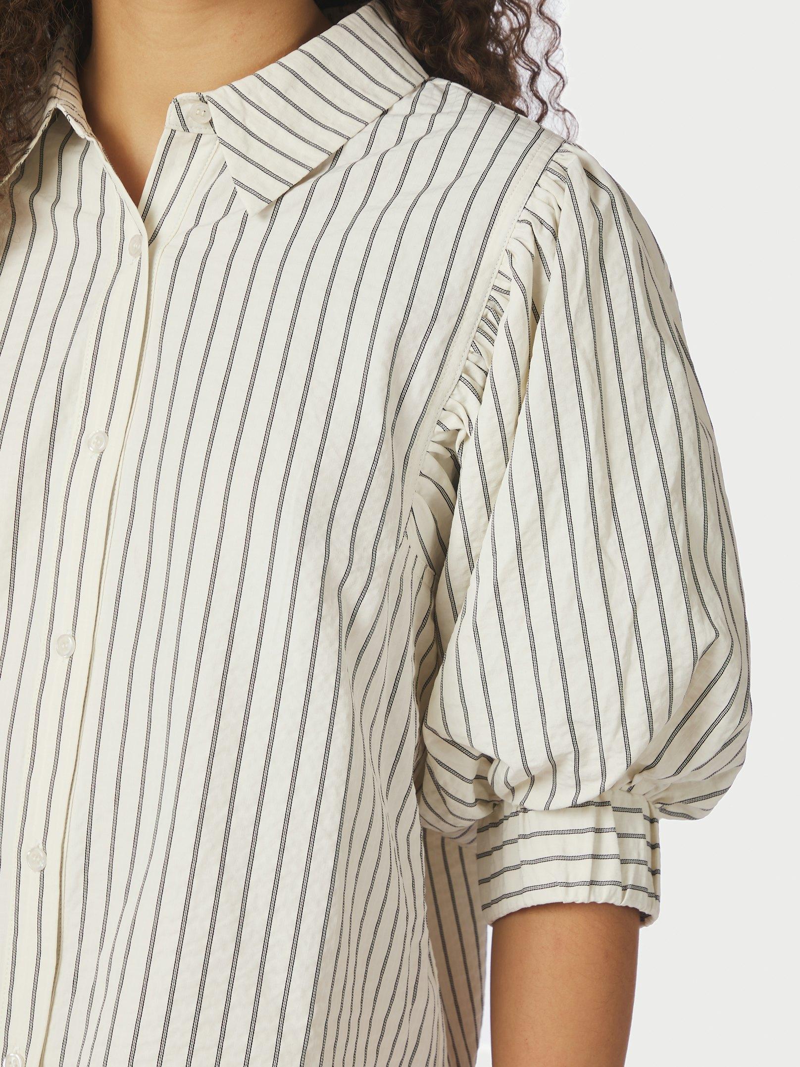 Etta Slim Stripe Shirt Off White - 6