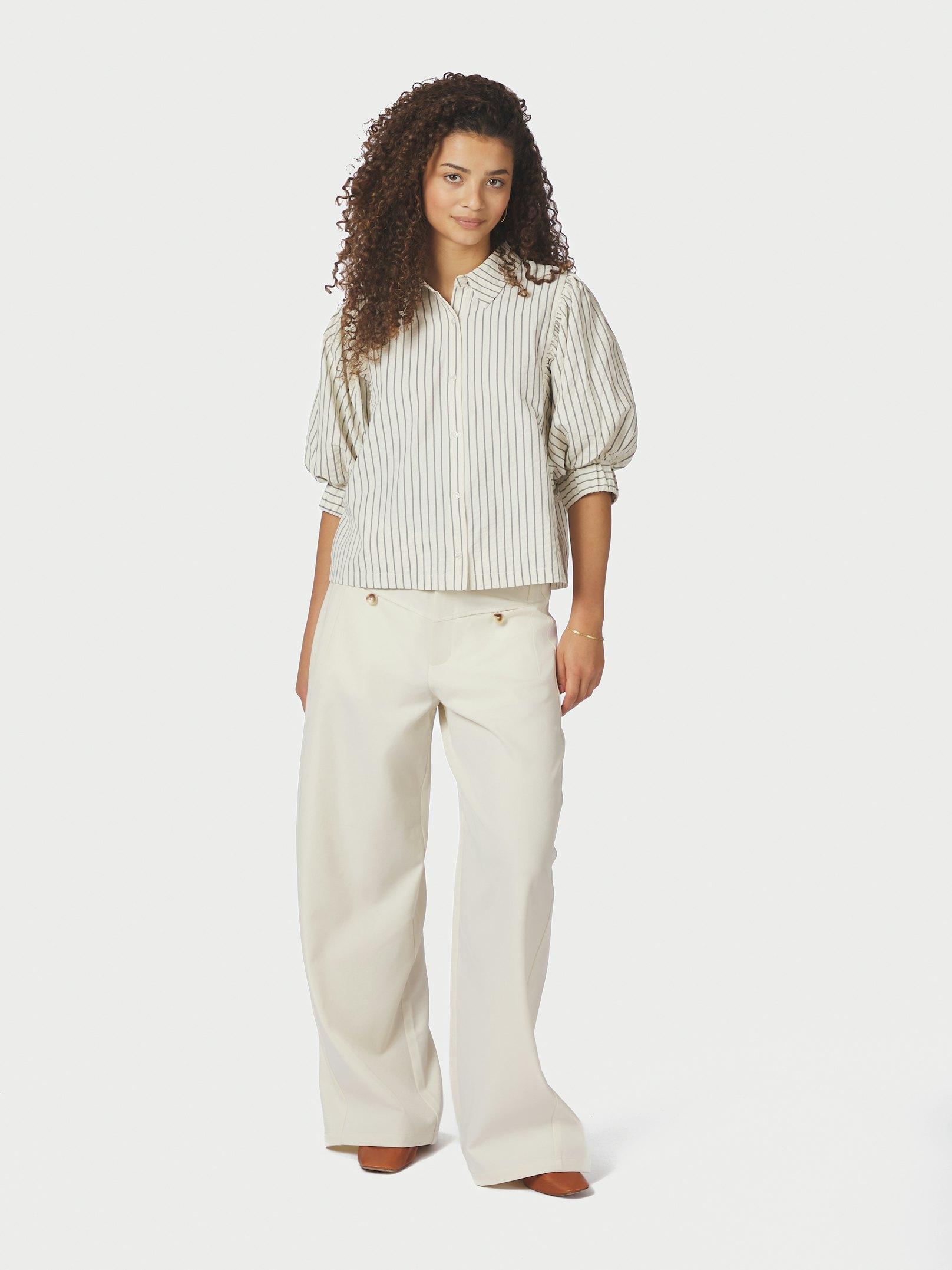 Etta Slim Stripe Shirt Off White - 5