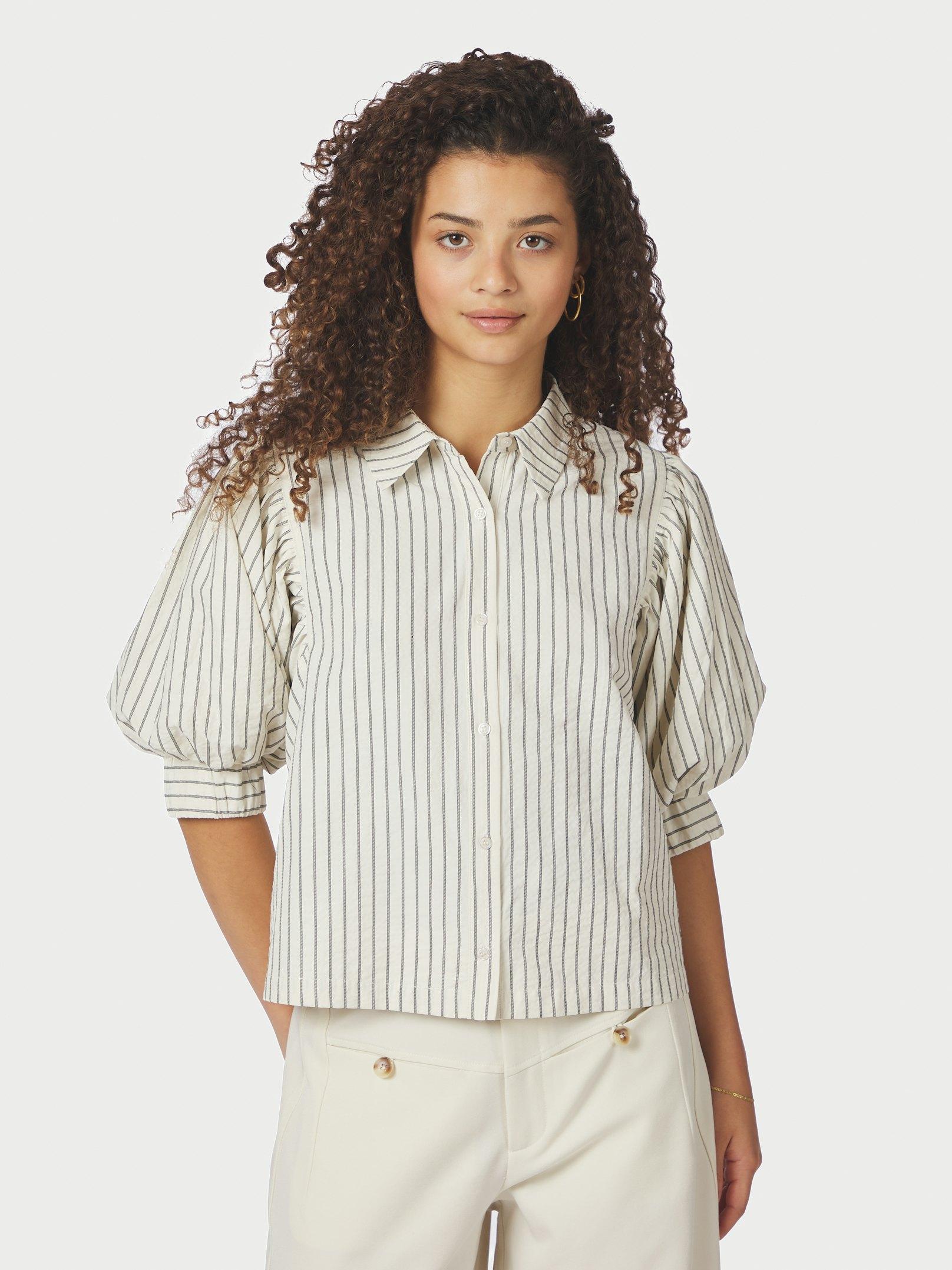 Etta Slim Stripe Shirt Off White - 3