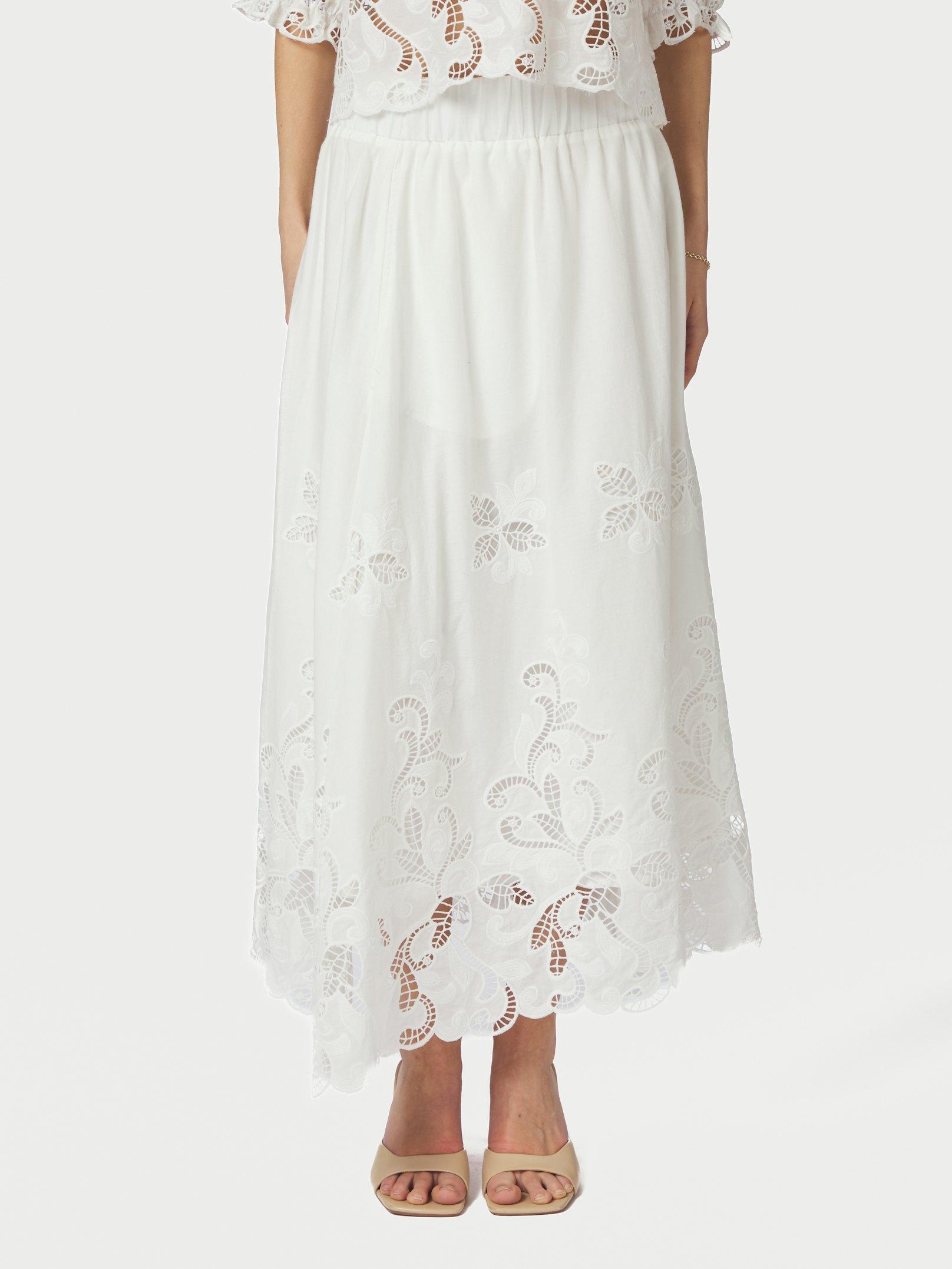 Yara Long Emb Skirt White - 3