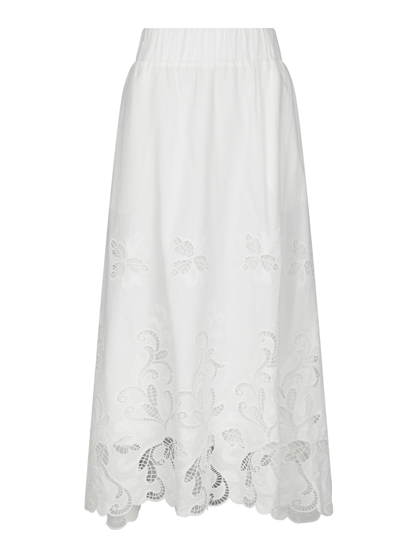 Yara Long Emb Skirt White