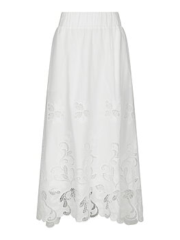 Yara Long Emb Skirt White