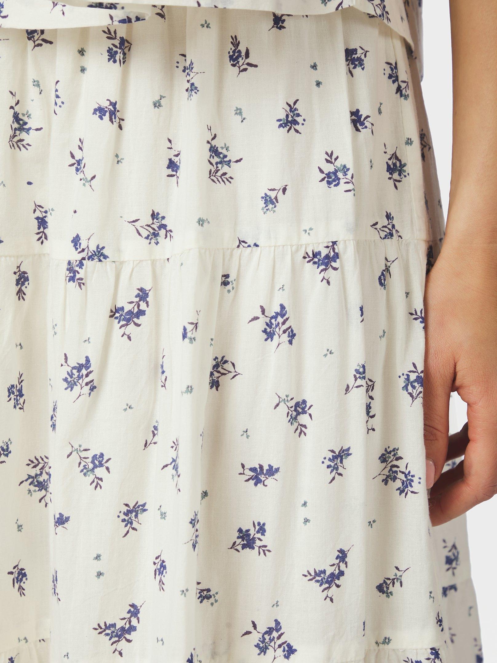 Asta Small Blossom Skirt White Blue - 6